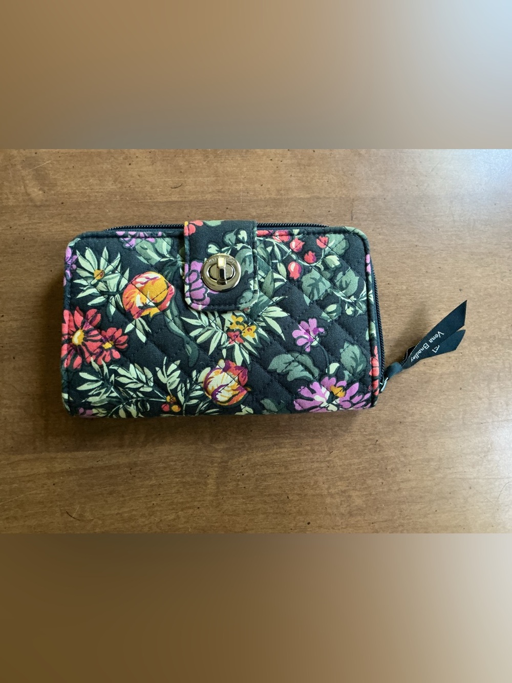 Vera Bradley “Fresh Cut Floral”Quilted Floral Turn-Lock Zip Wallet